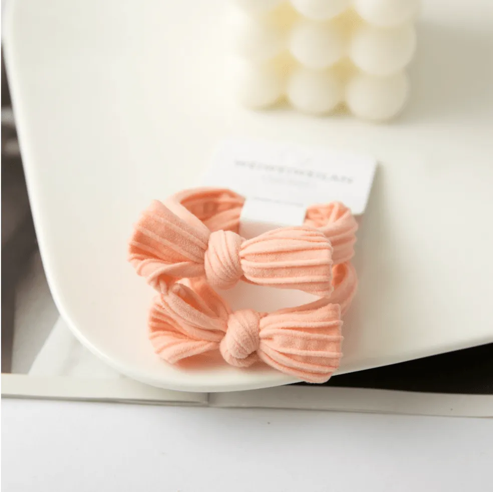 XO Fashion - HT5003 Bow Style Cute Design Hair Tie 2/unit: Pink