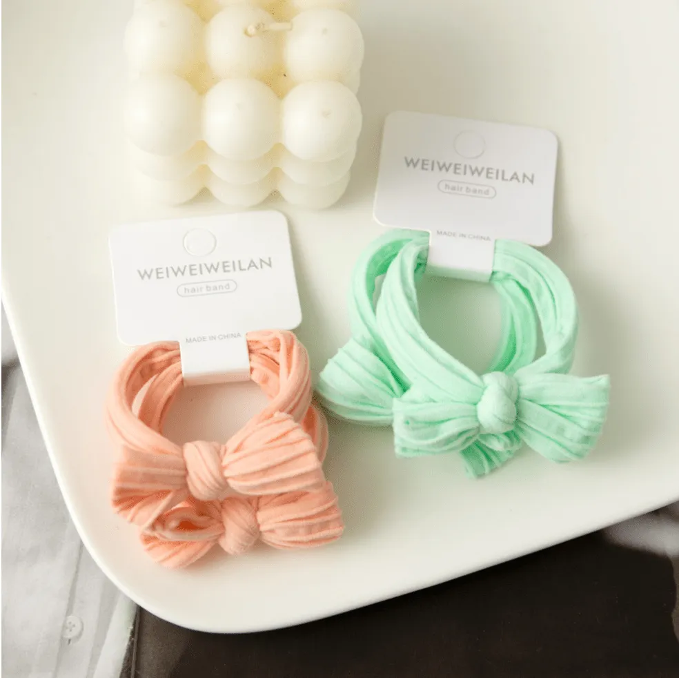 XO Fashion - HT5003 Bow Style Cute Design Hair Tie 2/unit: Pink