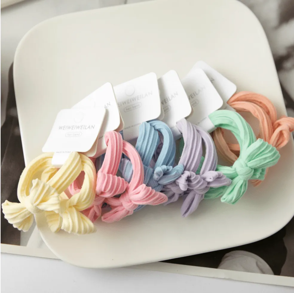 XO Fashion - HT5003 Bow Style Cute Design Hair Tie 2/unit: Pink