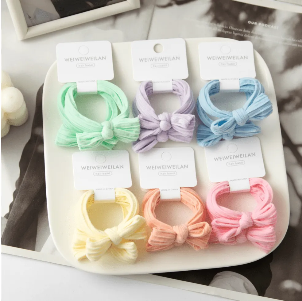 XO Fashion - HT5003 Bow Style Cute Design Hair Tie 2/unit: Pink