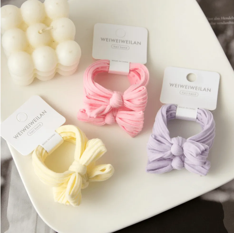 XO Fashion - HT5003 Bow Style Cute Design Hair Tie 2/unit: Pink